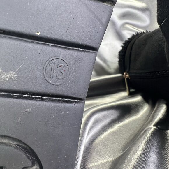 Michael Kors Yancy Faux Fur Boots Booties Girls 13 Black / Gold MK Logo Winter - Picture 12 of 14